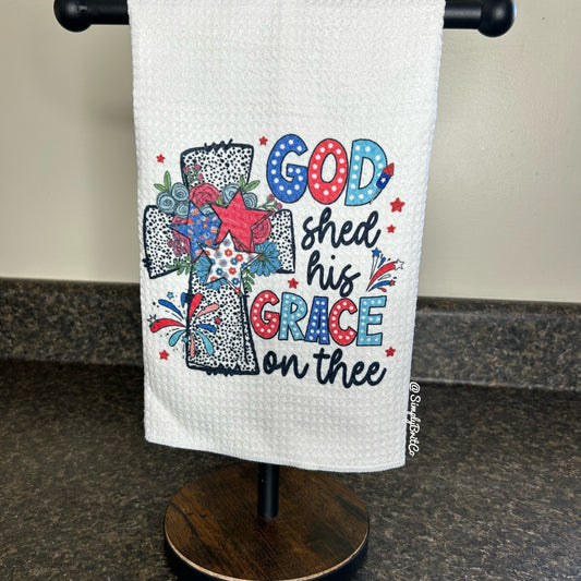 "God Shed his Grace on thee" Patriotic Kitchen Towel