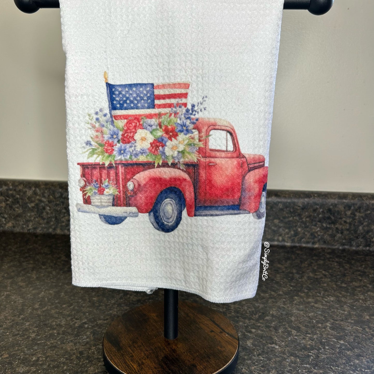 Red Truck Patriotic Kitchen Towel | Ready To Ship