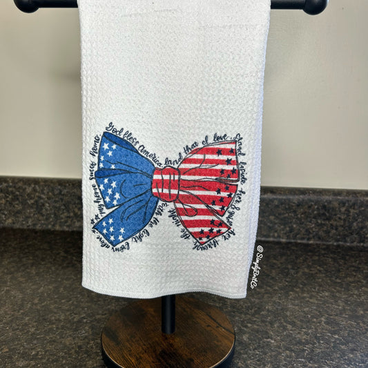 Religious Patriotic Bow Kitchen Towel