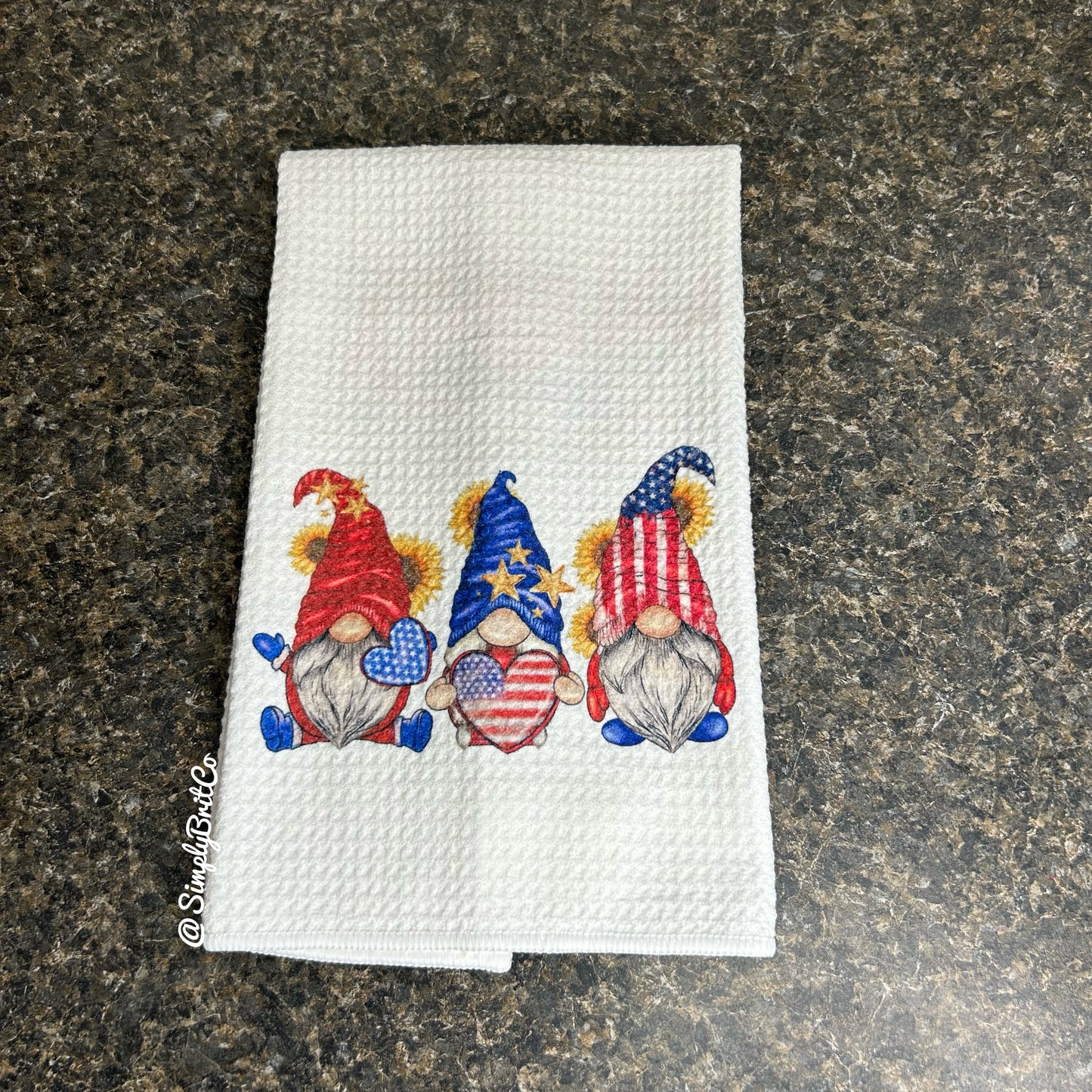 Red White and Blue Gnomes USA Kitchen Towel | Ready To Ship