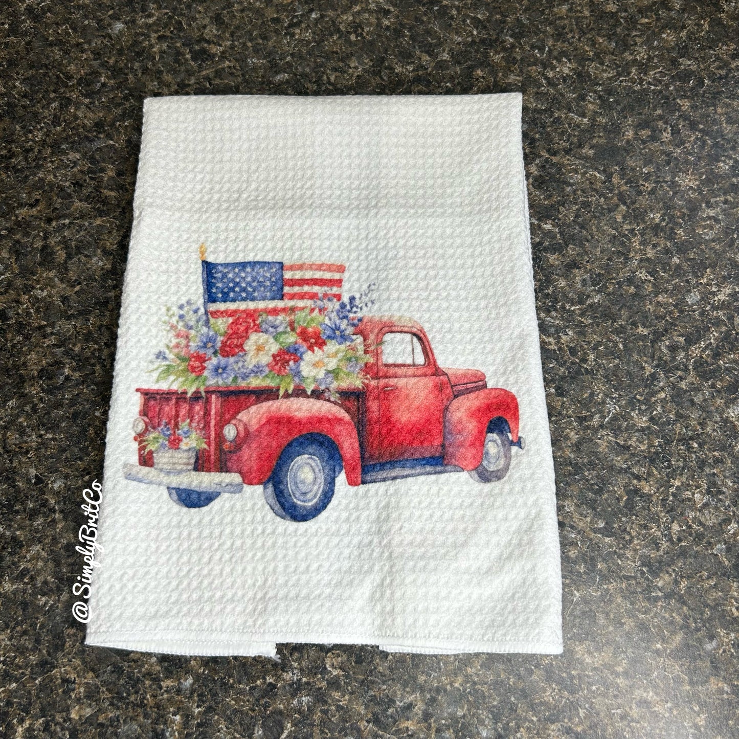 Red Truck Patriotic Kitchen Towel | Ready To Ship