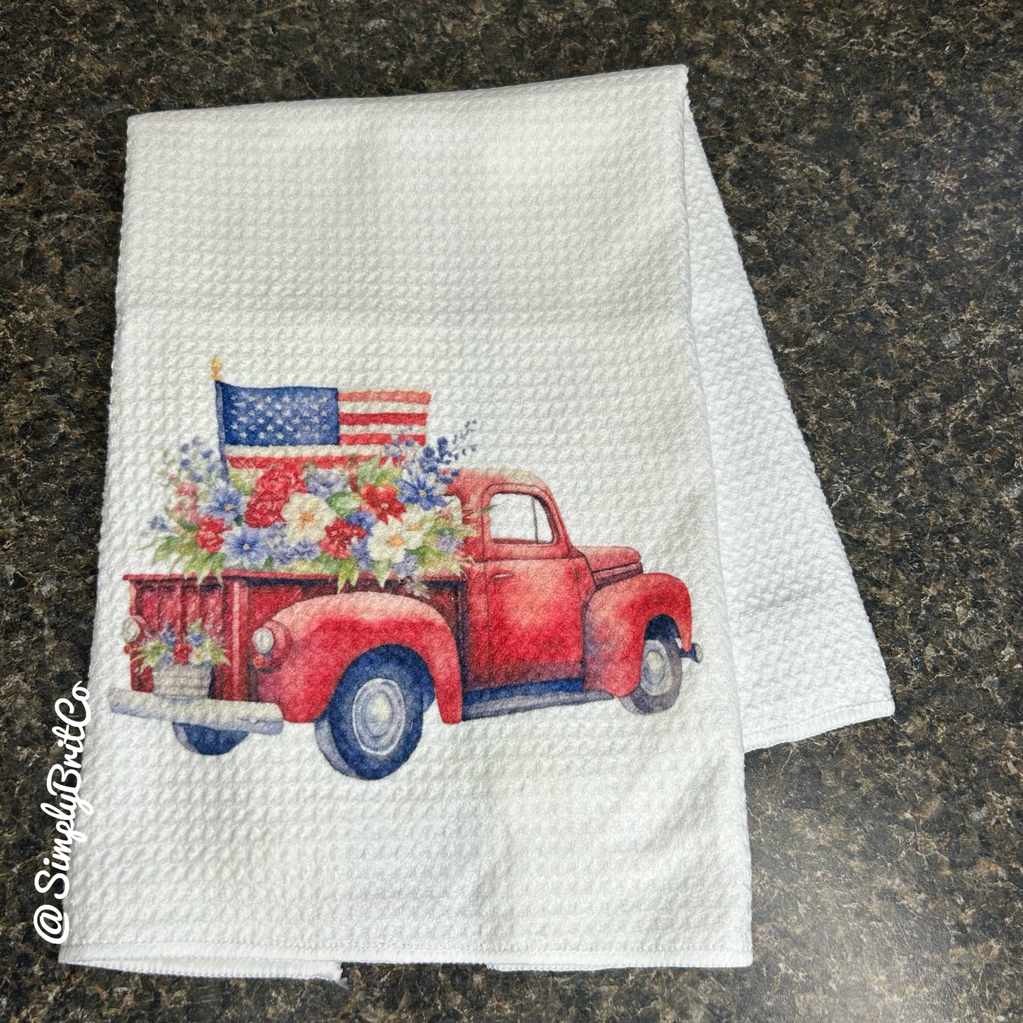 Red Truck Patriotic Kitchen Towel | Ready To Ship