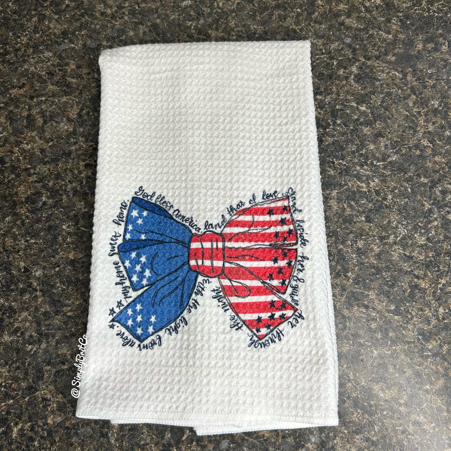 Religious Patriotic Bow Kitchen Towel