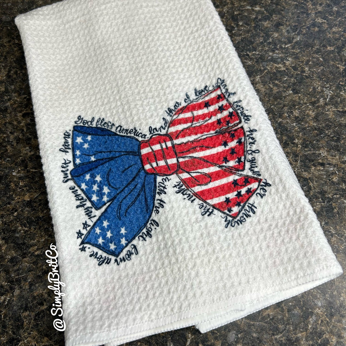 Religious Patriotic Bow Kitchen Towel