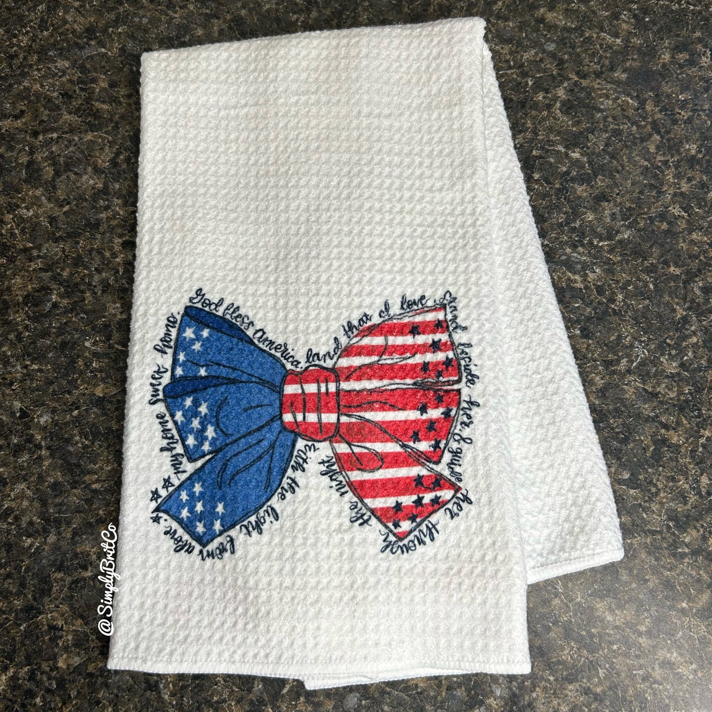 Religious Patriotic Bow Kitchen Towel