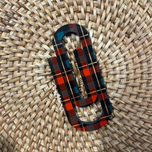 Red Plaid Jumbo Paperclip Bookmark | Jumbo Paper Clip for office, school, or the avid book reader in your life |