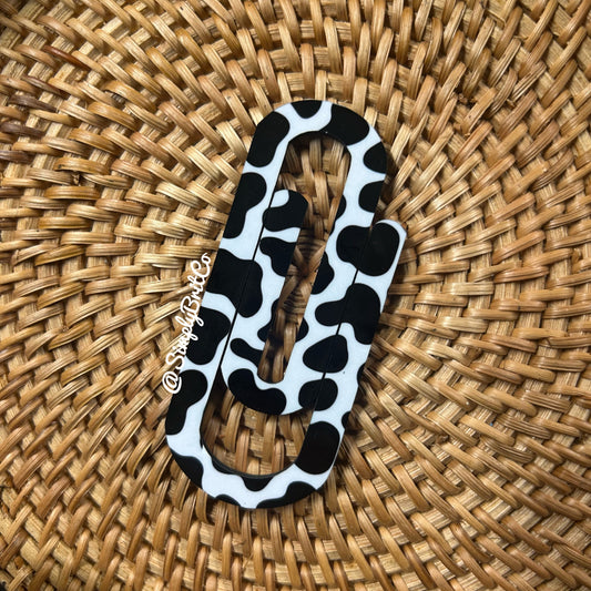 Black Cow Print Jumbo Paperclip Bookmark | Jumbo Paper Clip for office, school, or the avid book reader in your life |
