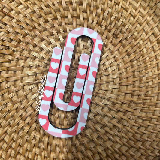 Boxed Hearts Jumbo Paperclip Bookmark | Jumbo Paper Clip for office, school, or the avid book reader in your life |