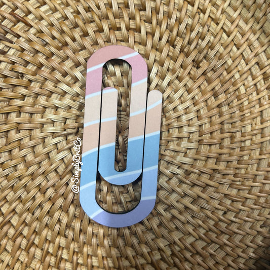 Pastel Lines Jumbo Paperclip Bookmark | Jumbo Paper Clip for office, school, or the avid book reader in your life |