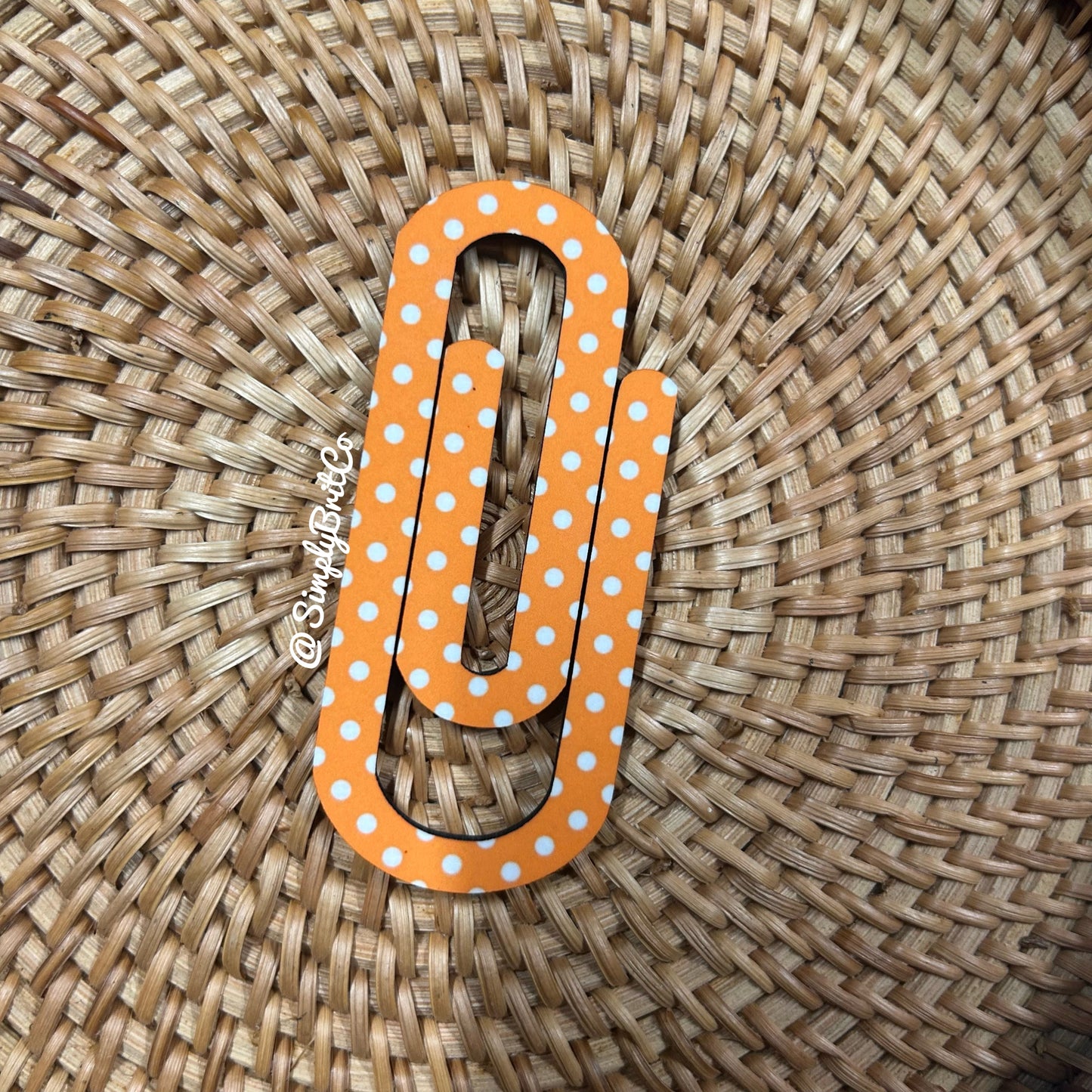 Orange Polka Dot Jumbo Paperclip Bookmark | Jumbo Paper Clip for office, school, or the avid book reader in your life |