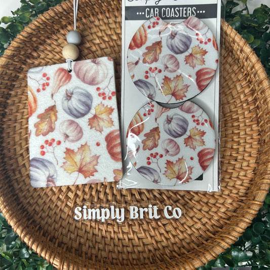 Watercolor Pumpkins Freshie and Car Coaster | Fall