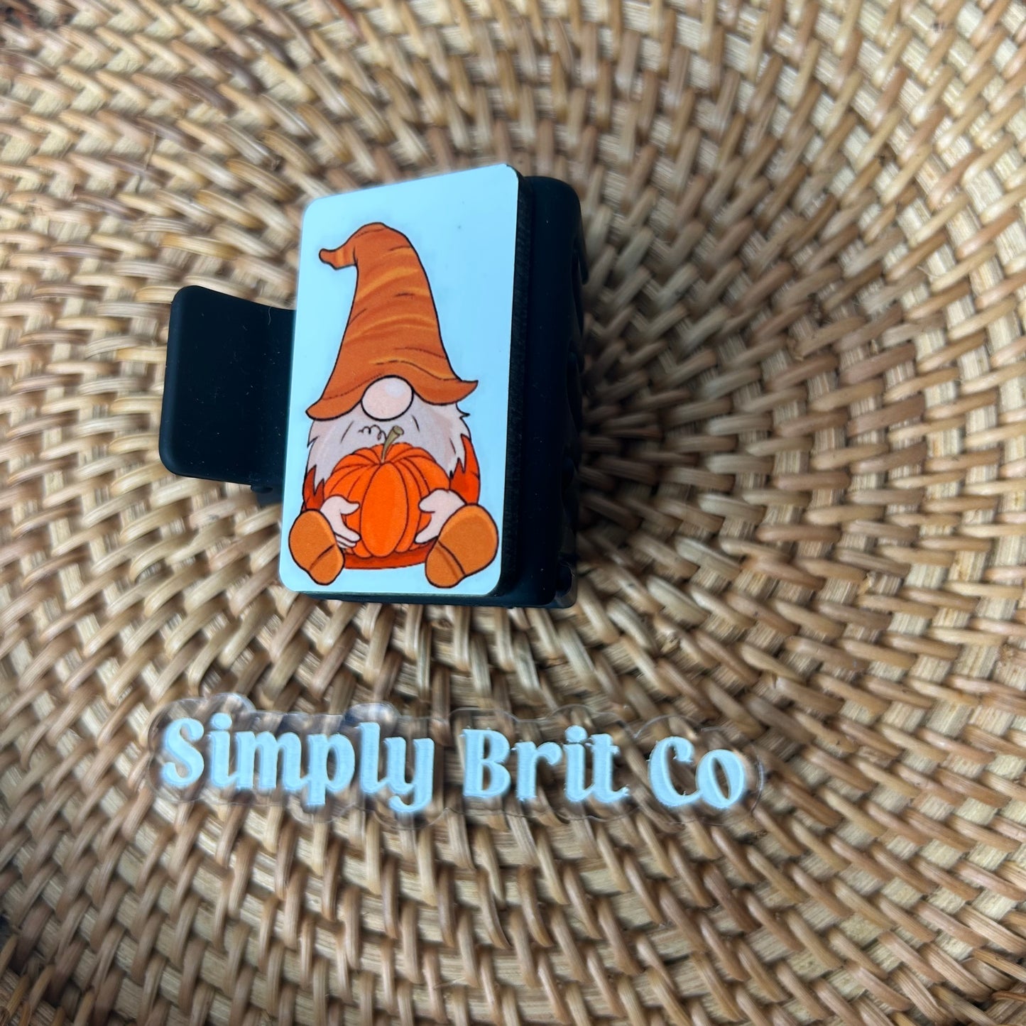 Gnome Pumpkin Small Claw Clip | Fall