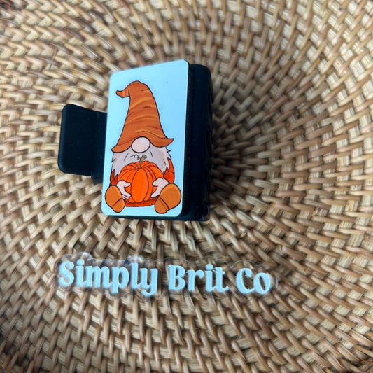 Gnome Pumpkin Small Claw Clip | Fall