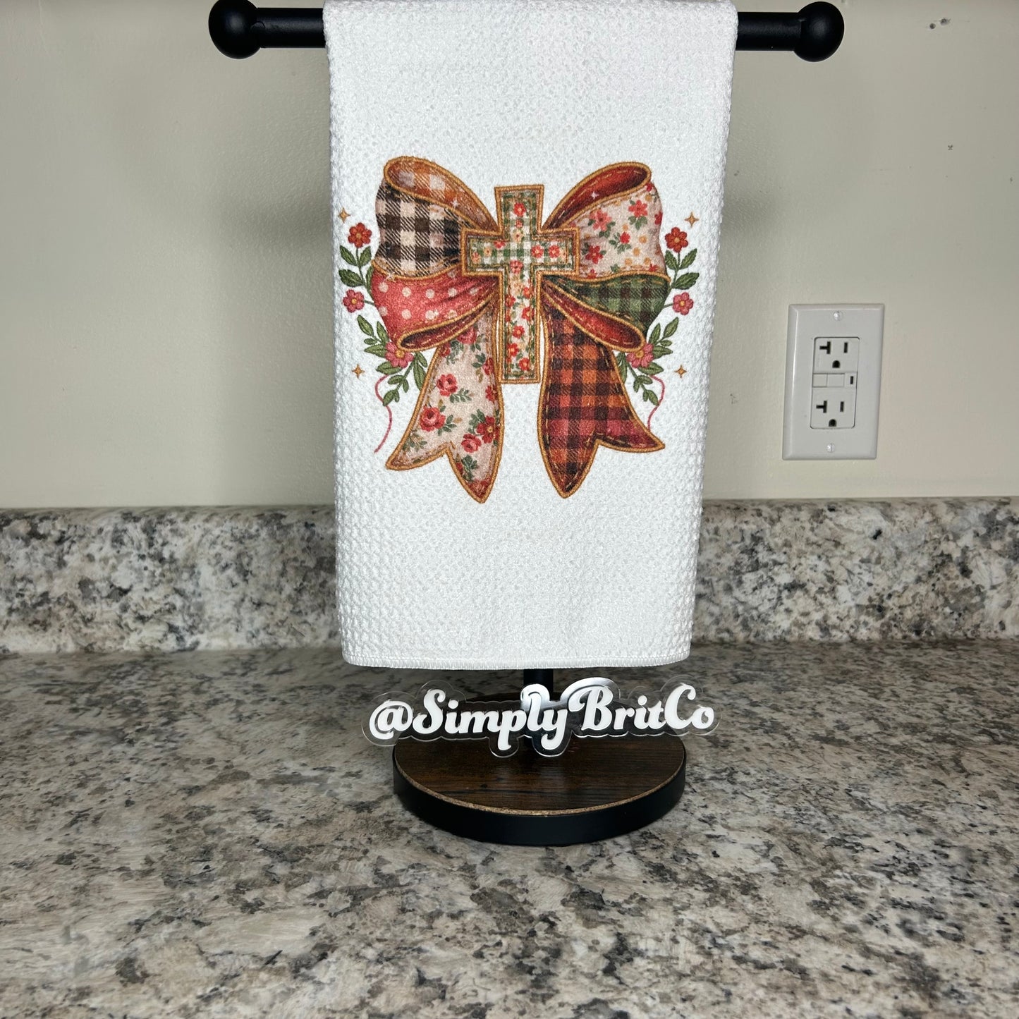 Cross Quilted Bow Kitchen Towel