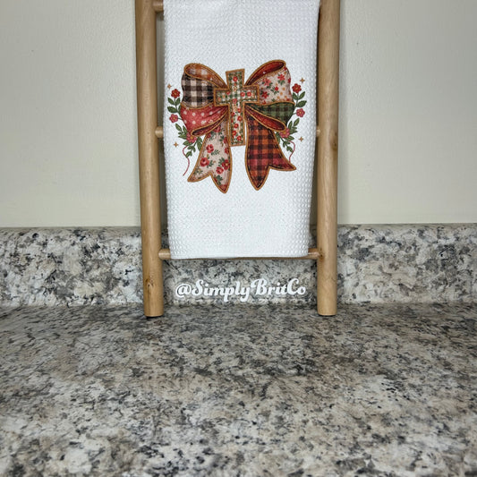 Cross Quilted Bow Kitchen Towel