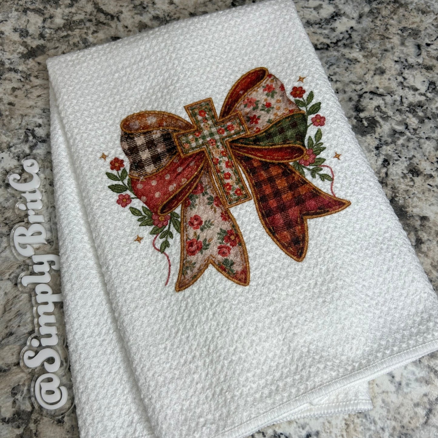 Cross Quilted Bow Kitchen Towel