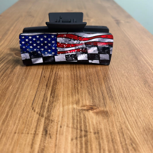 Race Day Large Claw Clip | Flag