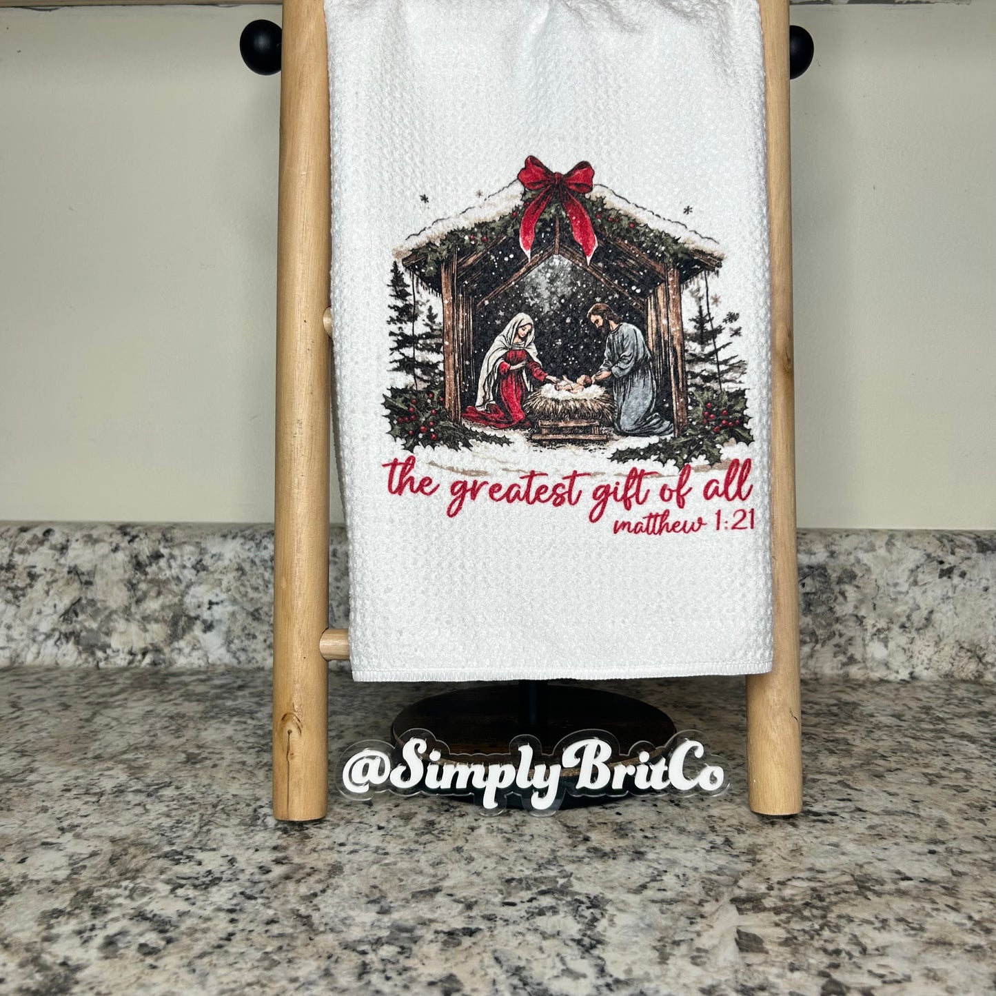 Greatest Gift Of All Christmas Kitchen Towel | Religious