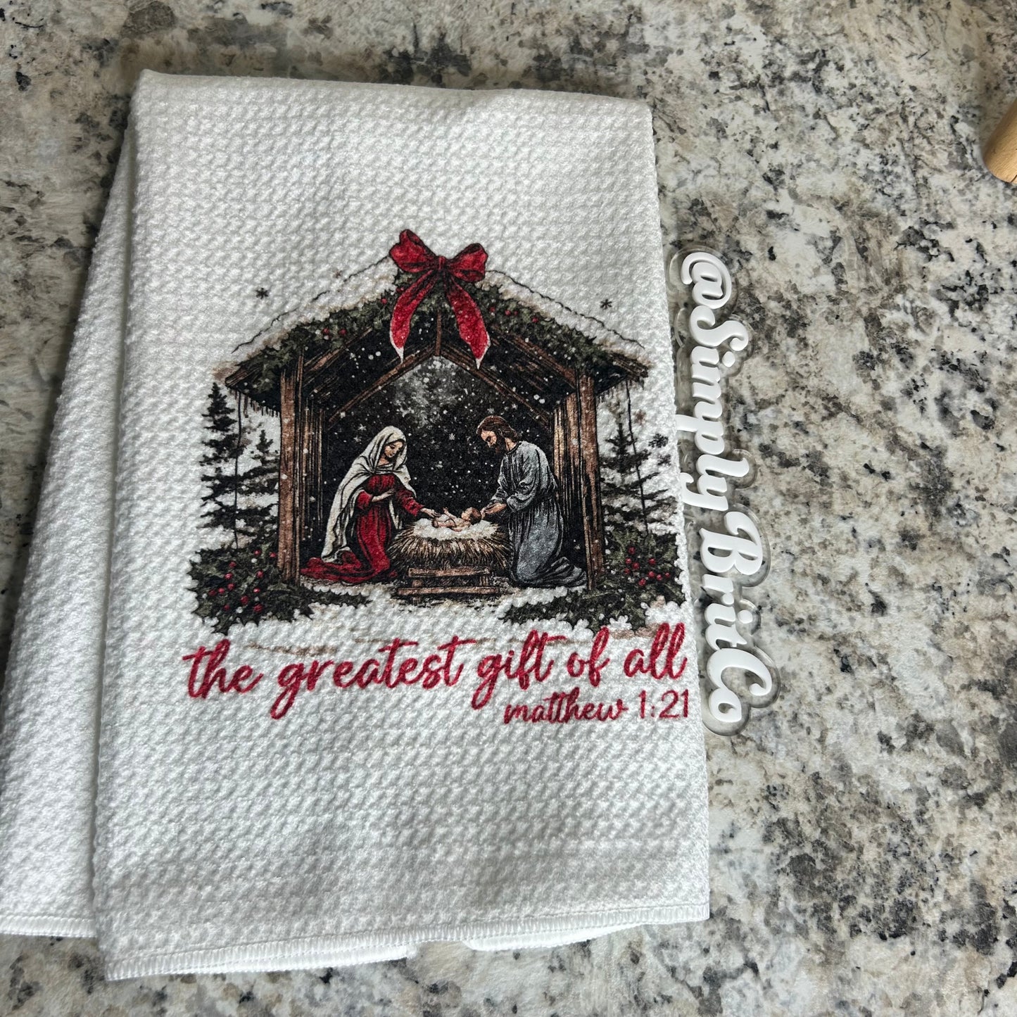 Greatest Gift Of All Christmas Kitchen Towel | Religious