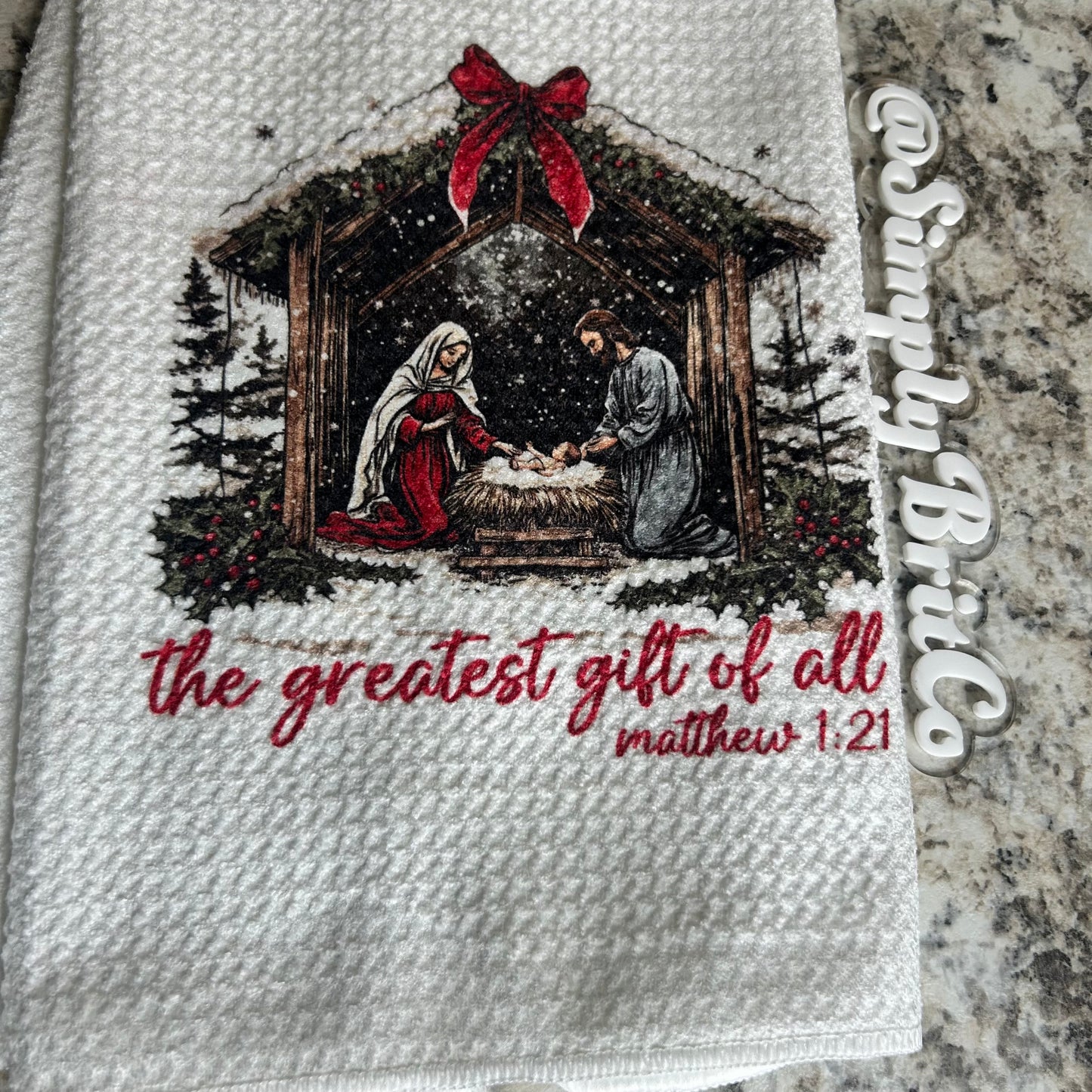 Greatest Gift Of All Christmas Kitchen Towel | Religious