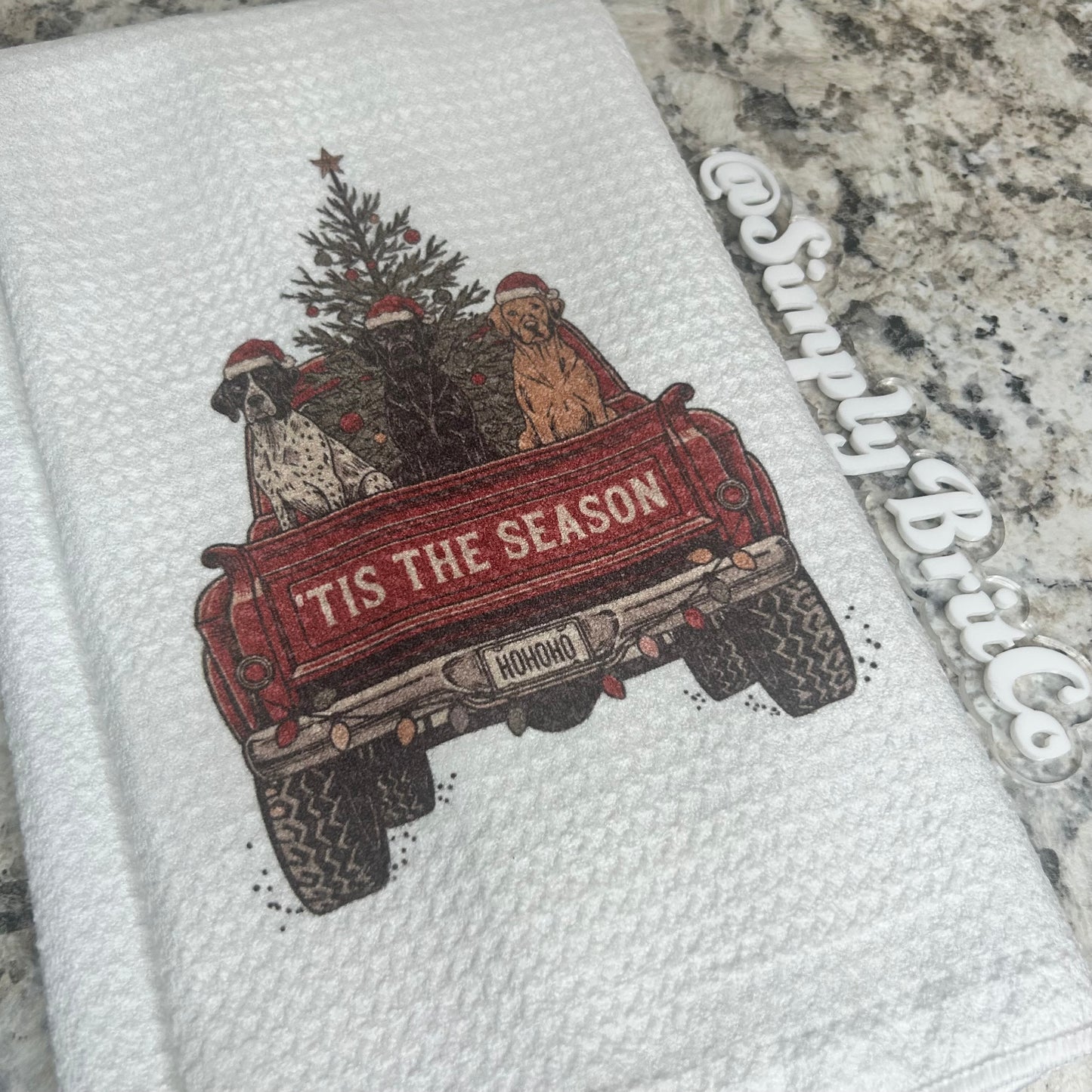 Tis The Season Red Truck Kitchen Towel |