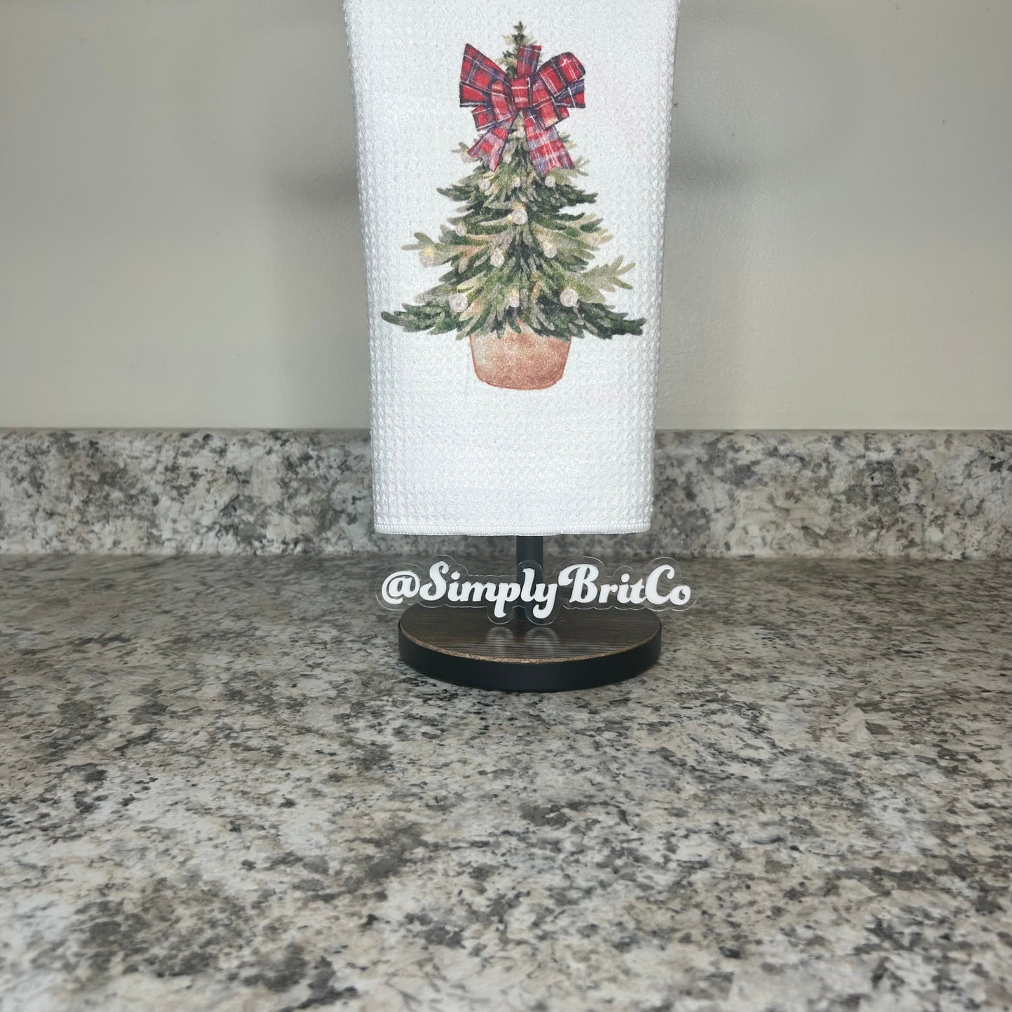Christmas Tree with Plaid Bow Kitchen Towel