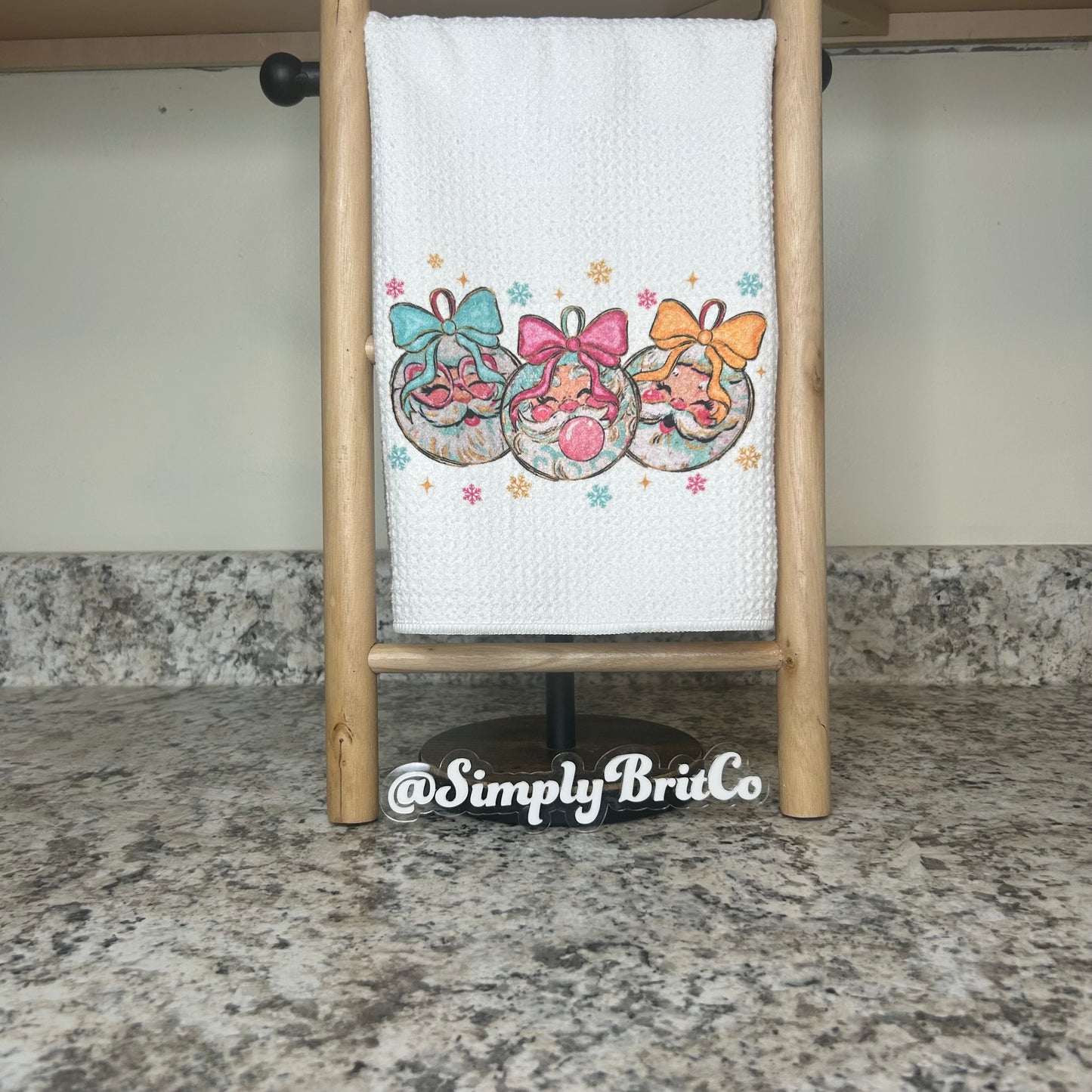 Jolly Santa Ornament Kitchen Towel