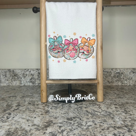 Jolly Santa Ornament Kitchen Towel