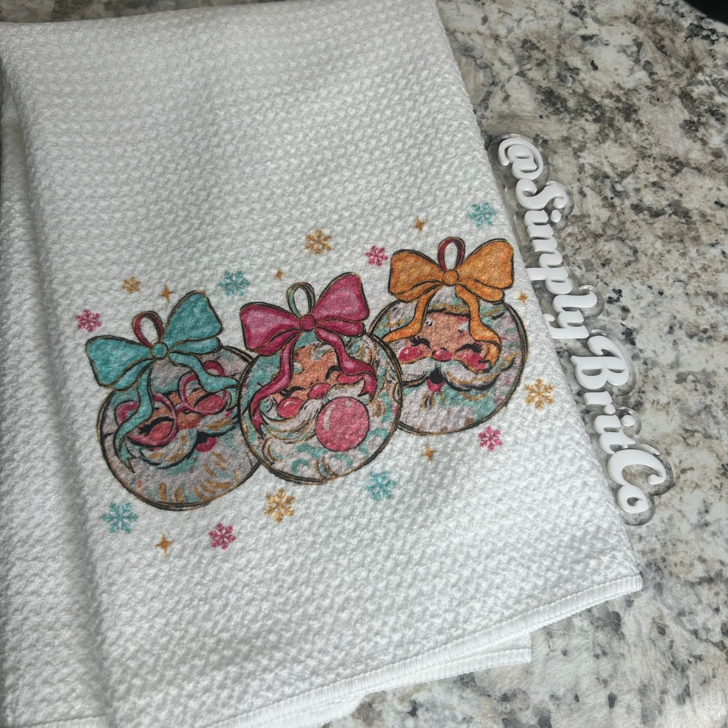 Jolly Santa Ornament Kitchen Towel