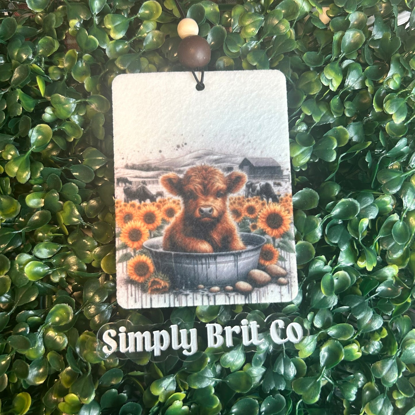 Sunflower Highland Cow Freshie and Car Coaster