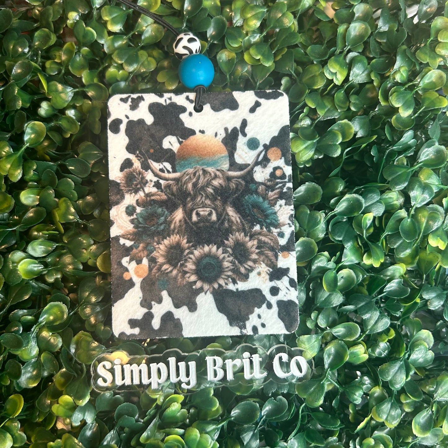 Cow Print Highland Cow Freshie and Car Coaster