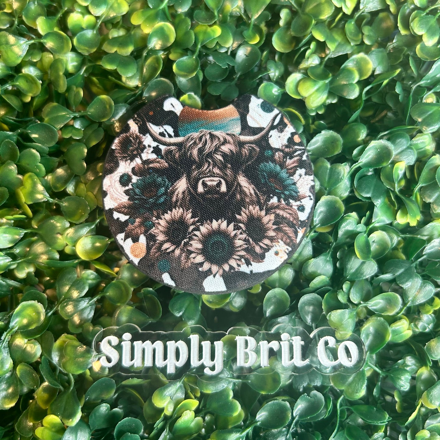 Cow Print Highland Cow Freshie and Car Coaster