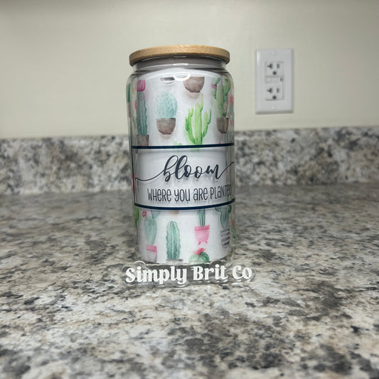 Bloom Where You Are Planted 16oz Clear Libbey Glass