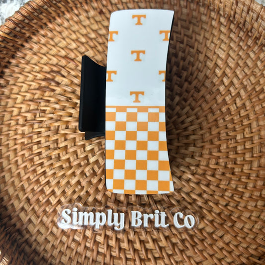 T and Checkered Large Claw Clip