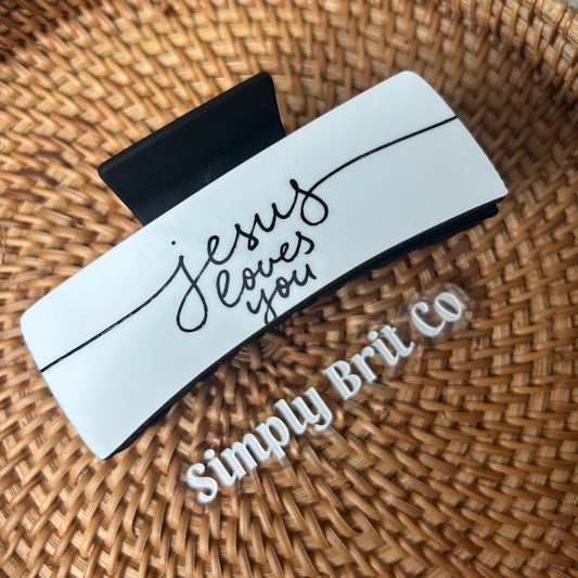 Jesus Loves You Large Claw Clip