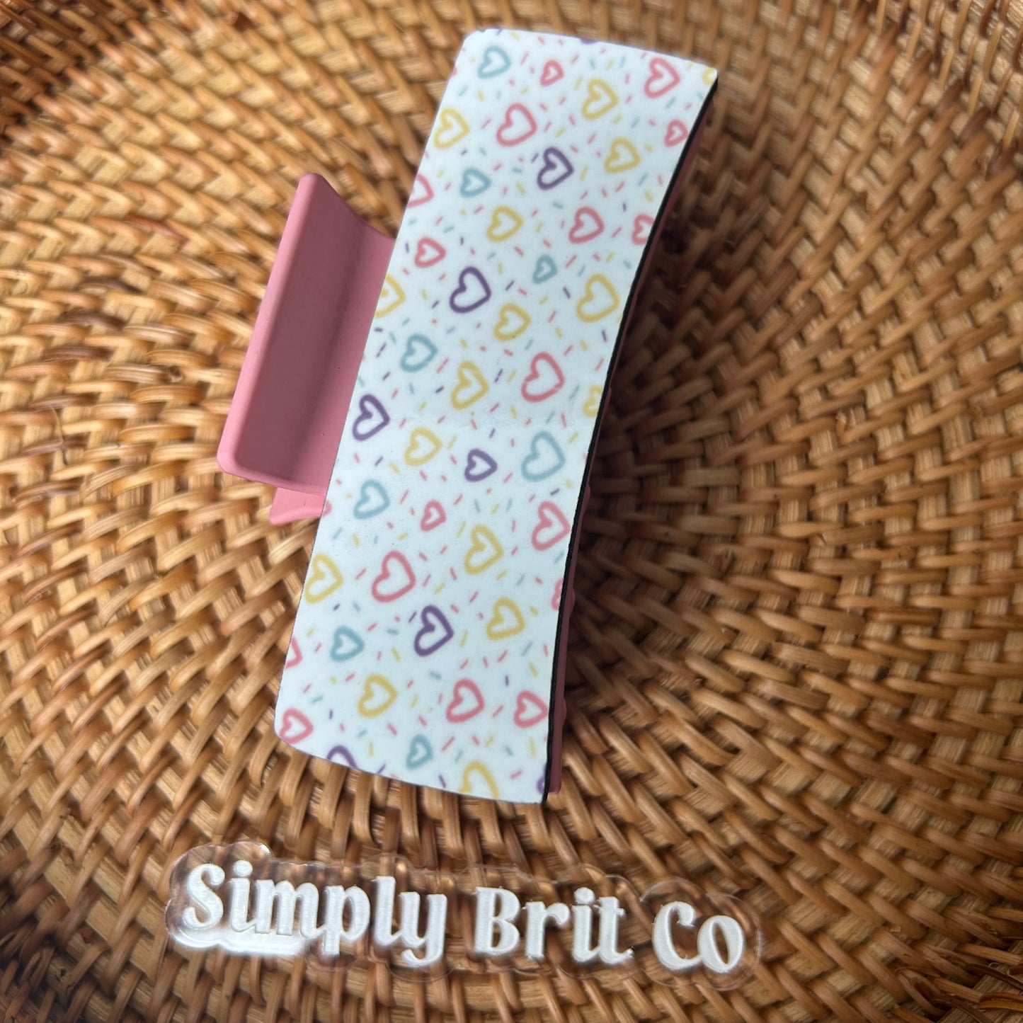 Pastel Party Hearts Large Claw Clip