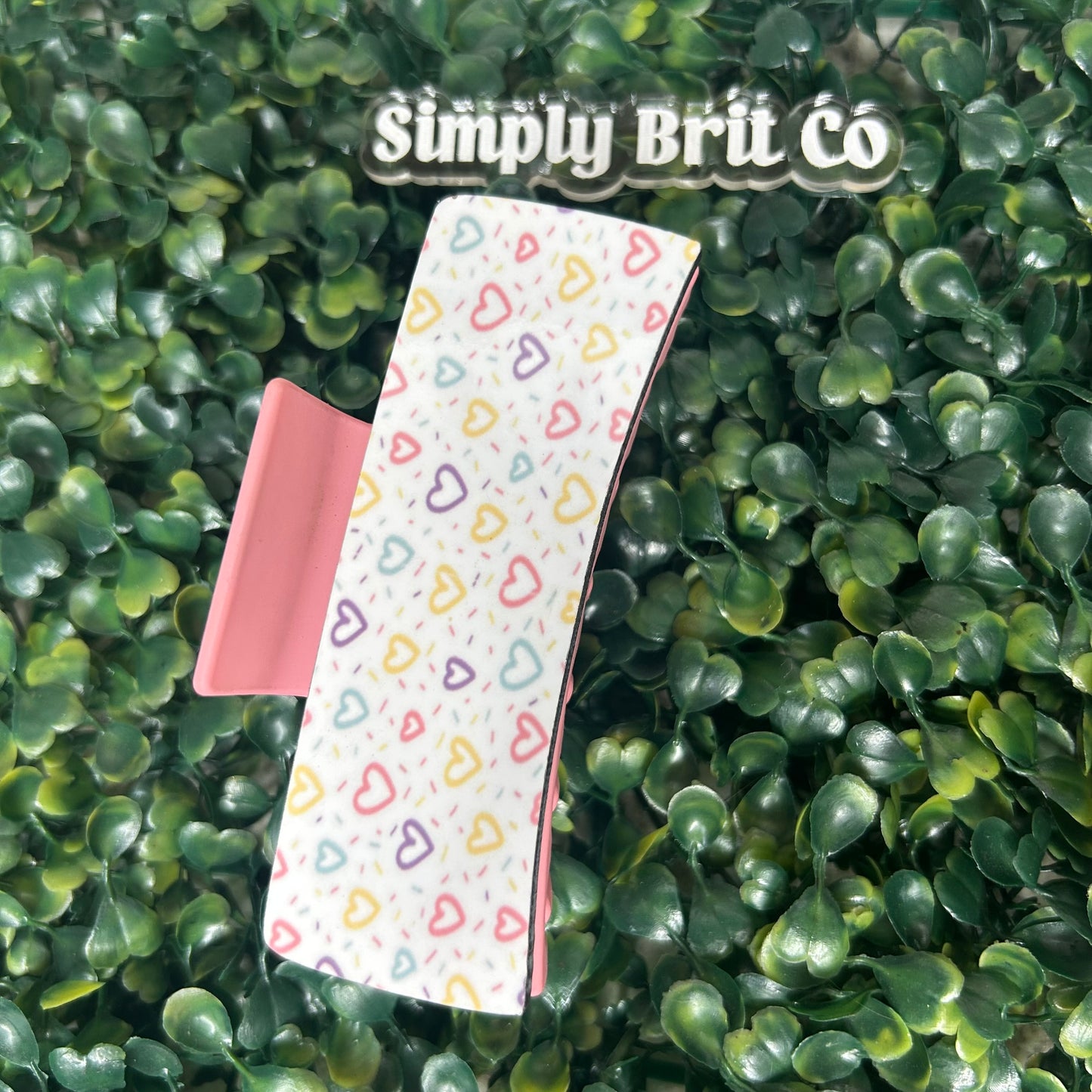 Pastel Party Hearts Large Claw Clip