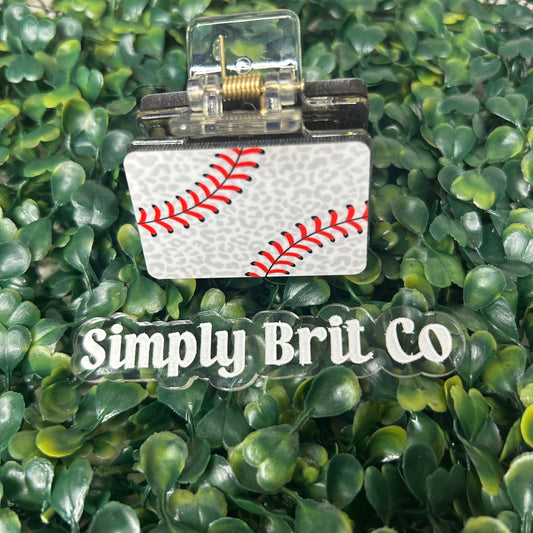 Cheetah Baseball Clear Small Claw Clip