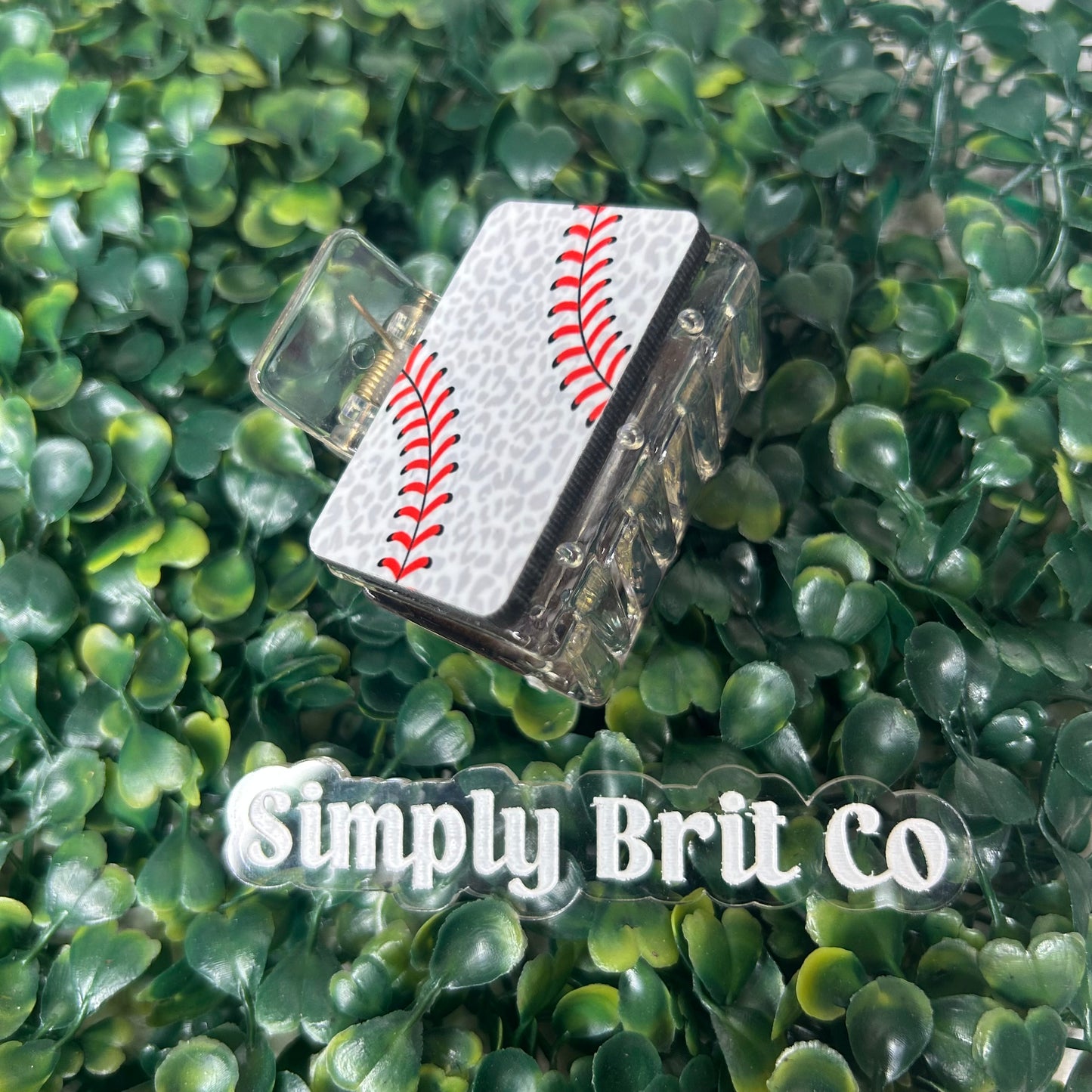 Cheetah Baseball Clear Small Claw Clip