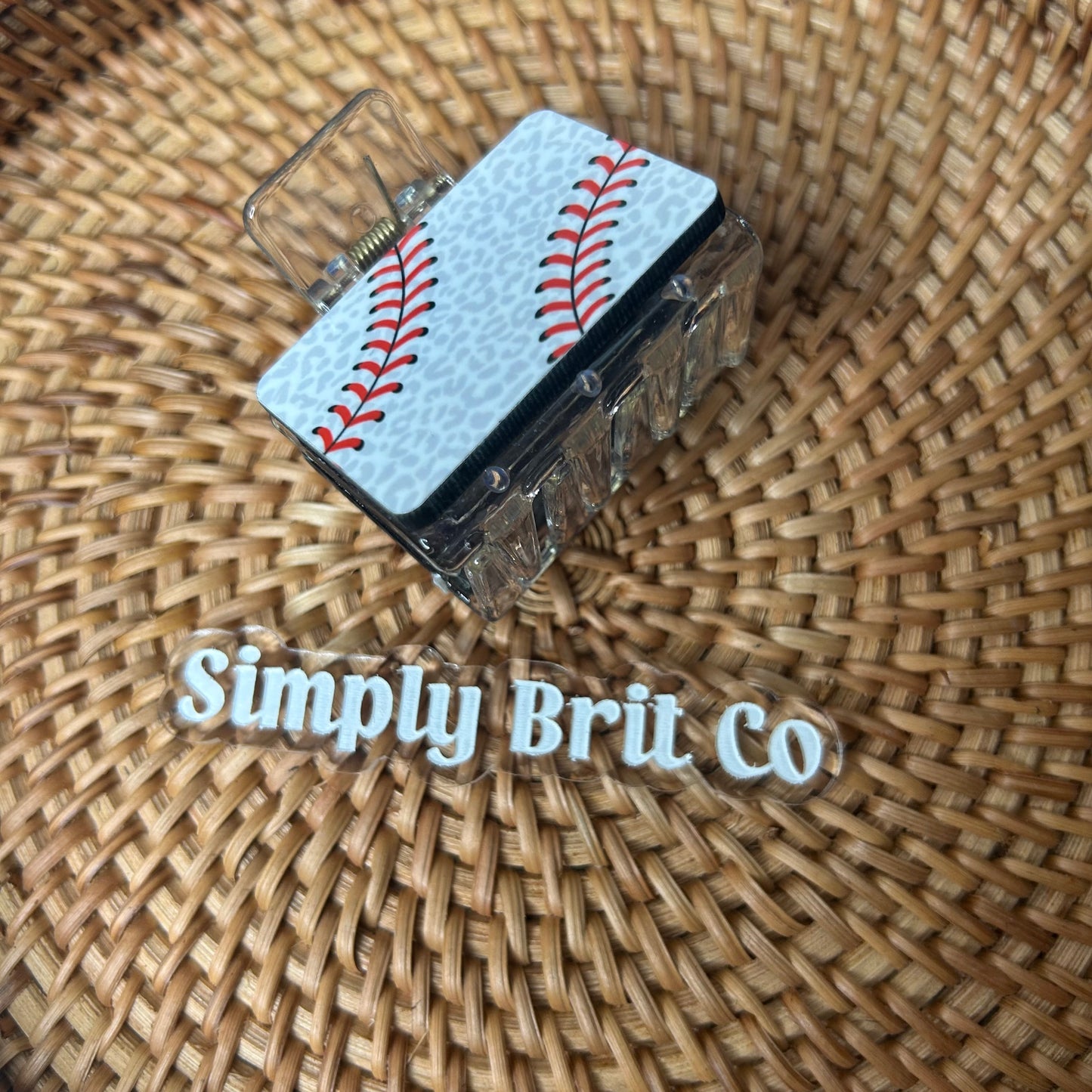 Cheetah Baseball Clear Small Claw Clip