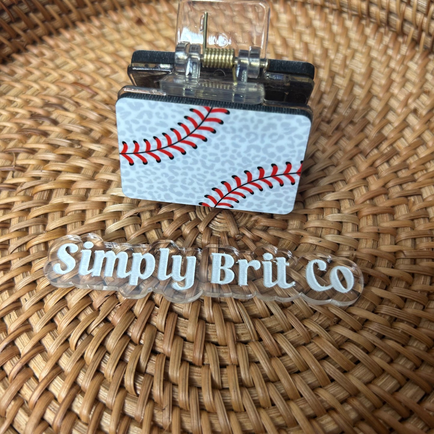 Cheetah Baseball Clear Small Claw Clip