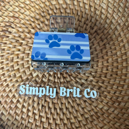 Blue Striped Small Claw Clip