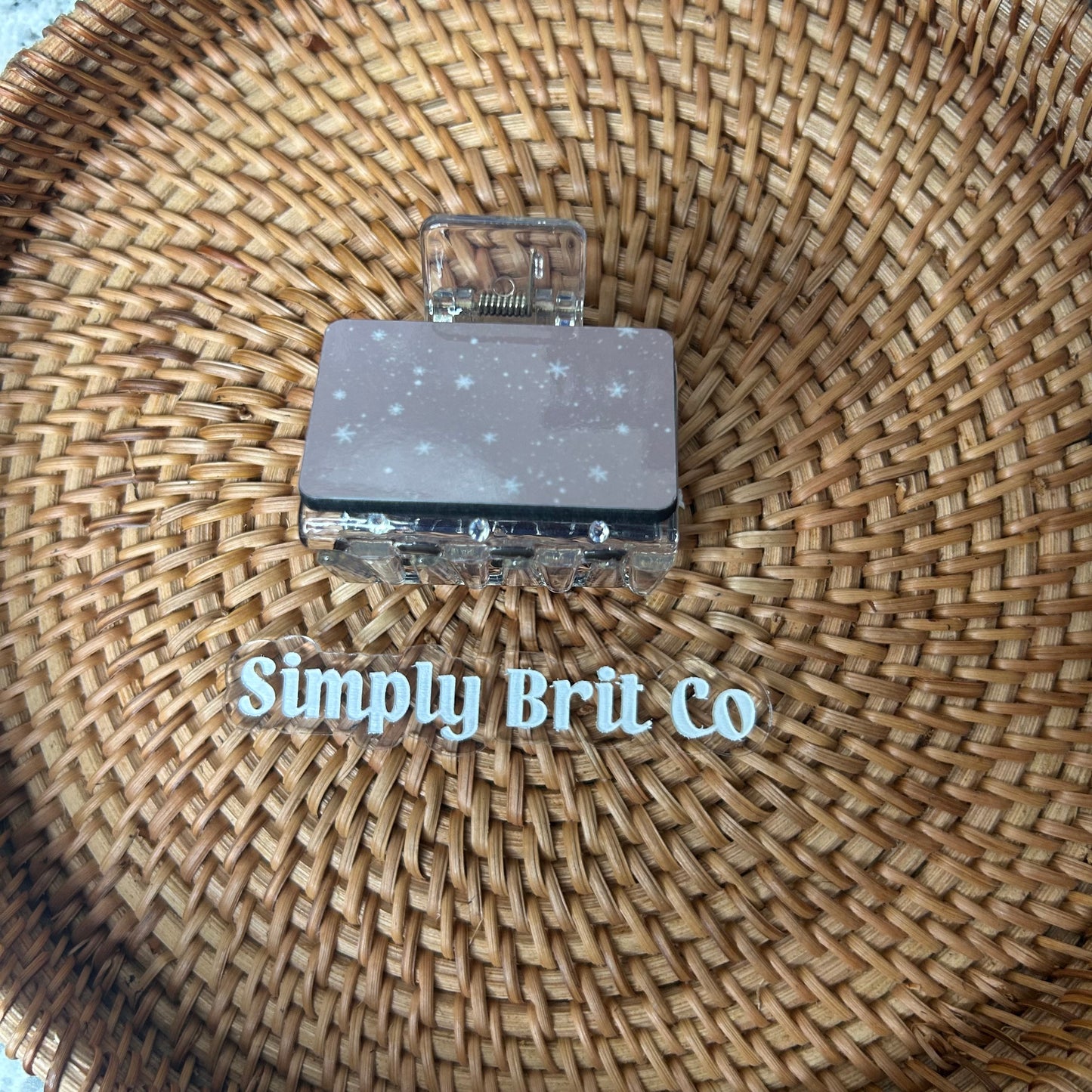 Tan Stars Small Claw Clip