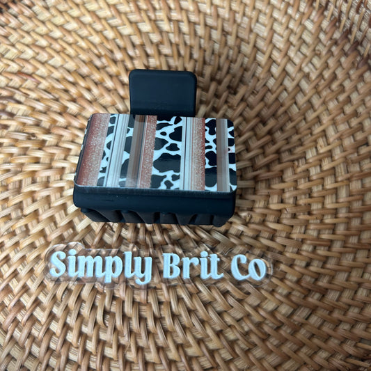 Cow Print and Neutral Small Claw Clip