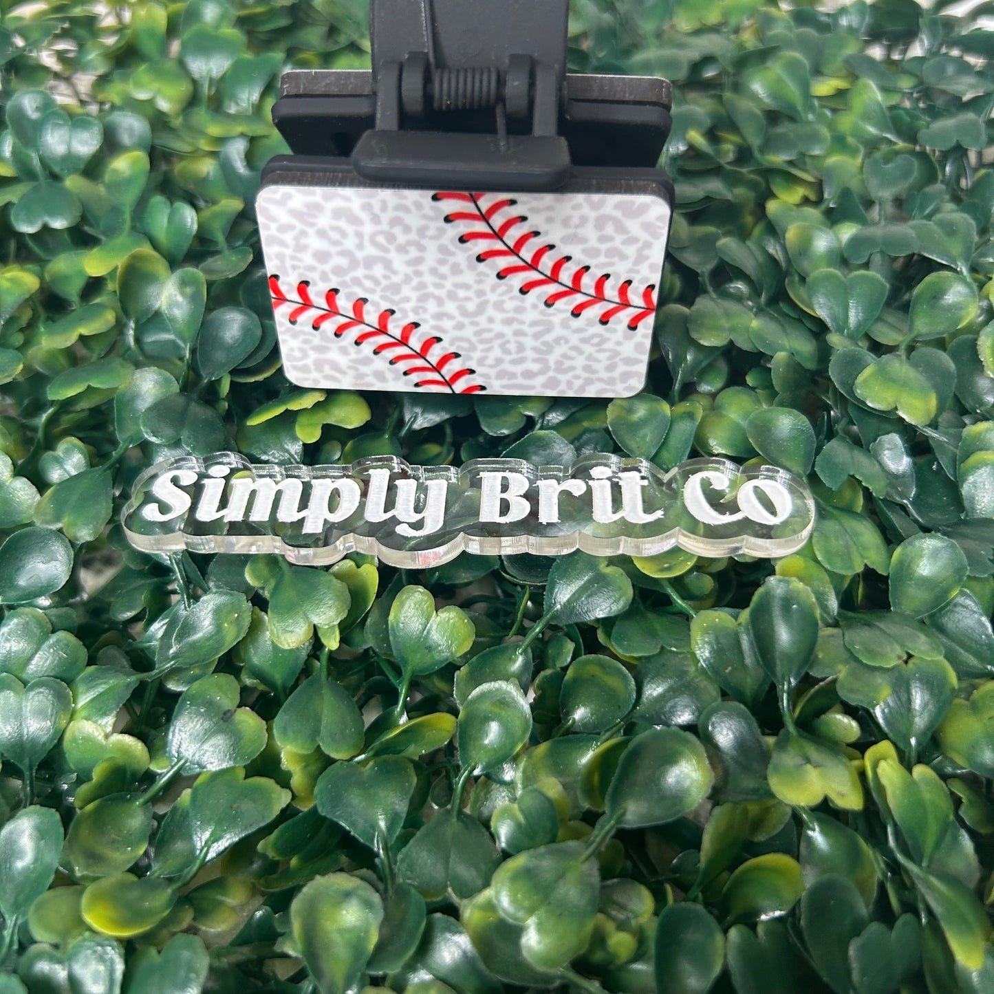 Cheetah Baseball Black Small Claw Clip