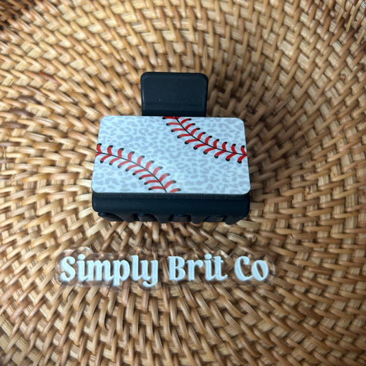 Cheetah Baseball Black Small Claw Clip