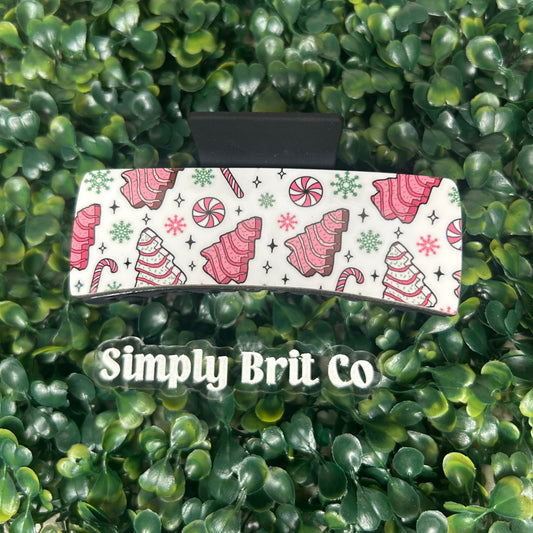 Pink Christmas Candy Land Large Claw Clip