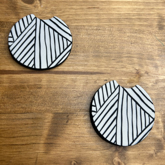 Simply Modern Set of 2 Car Coaster | Black and White