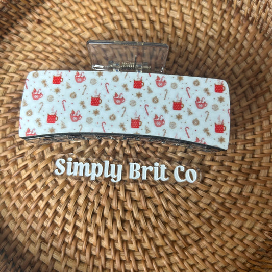 Winter Wonderland Hot Chocolate Large Claw Clip