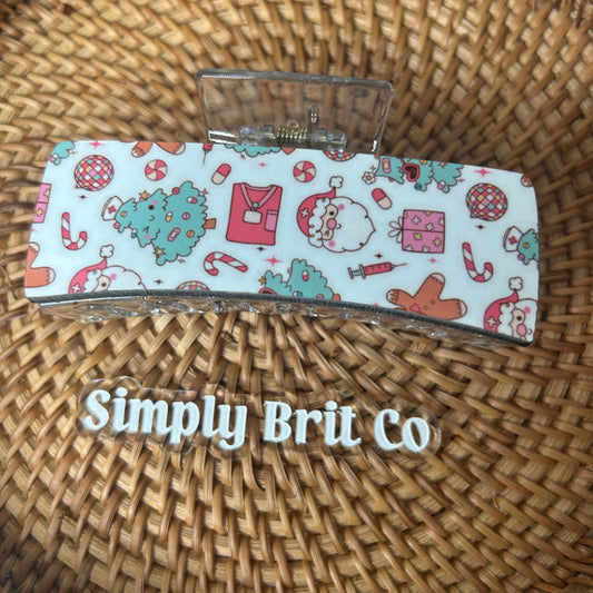 Nurse Christmas Large Claw Clip